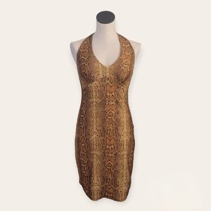 Y2K Snakeskin Halter Dress